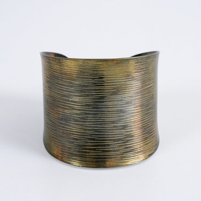 Vintage Brushed Bronze Tone Wide Cuff Bracelet