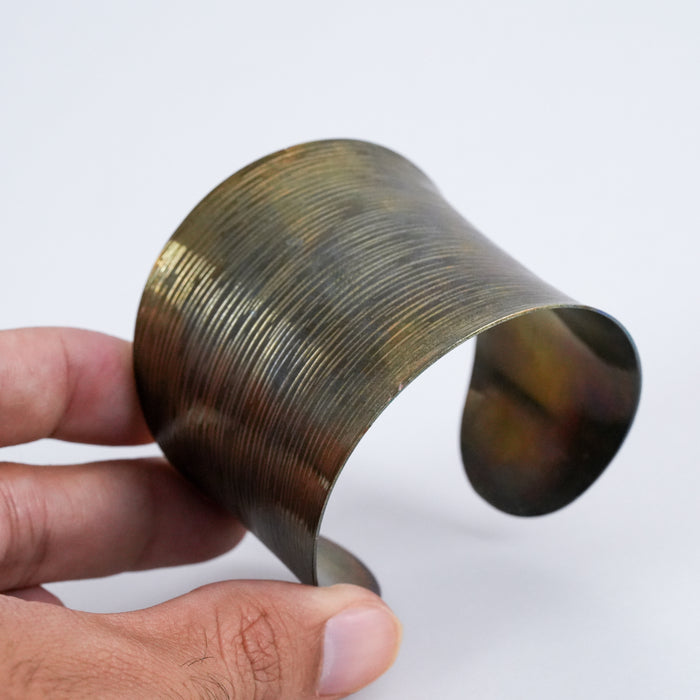 Vintage Brushed Bronze Tone Wide Cuff Bracelet