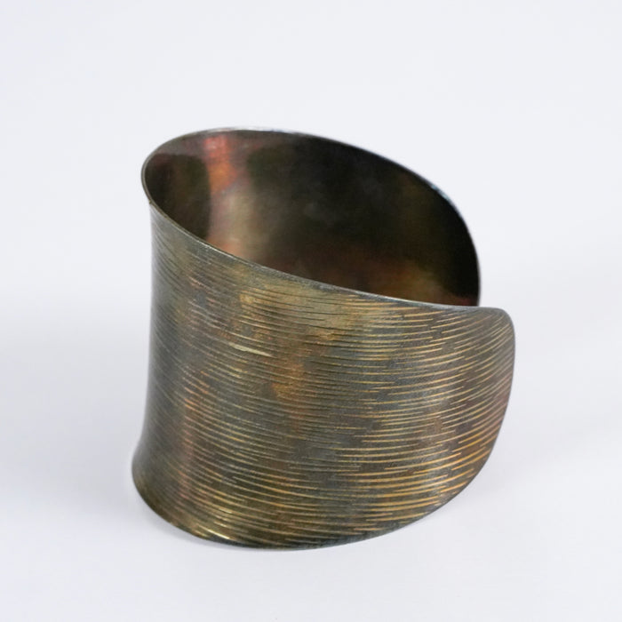Vintage Brushed Bronze Tone Wide Cuff Bracelet
