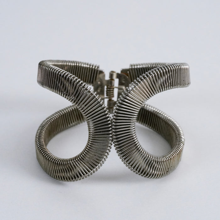 Vintage Silver Tone Coil Wrap Cuff Bracelet
