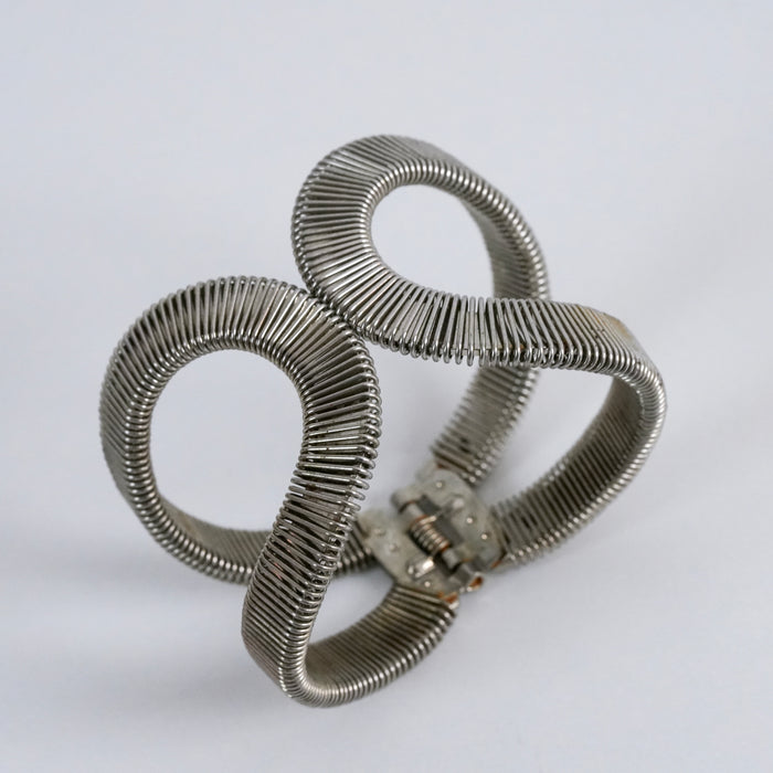 Vintage Silver Tone Coil Wrap Cuff Bracelet