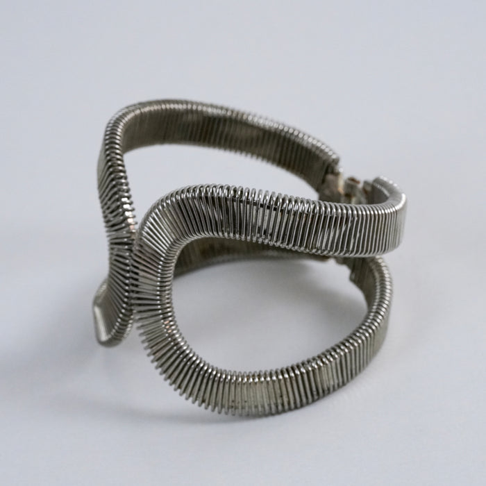 Vintage Silver Tone Coil Wrap Cuff Bracelet