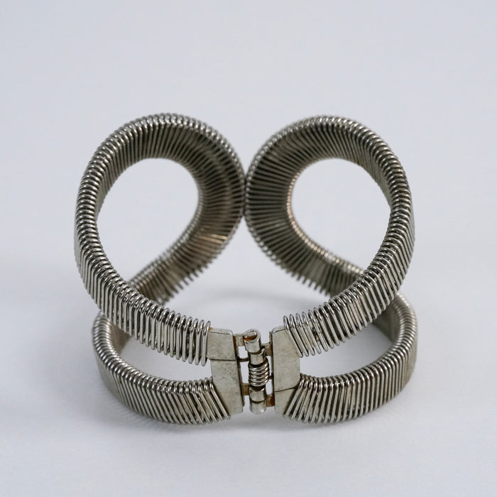 Vintage Silver Tone Coil Wrap Cuff Bracelet