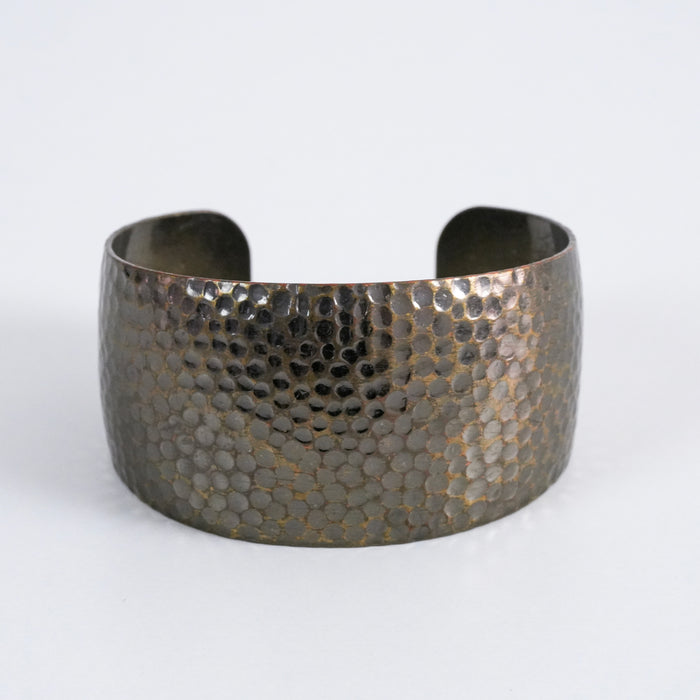 Vintage Hammered Brass Cuff Bracelet, Wide Textured Open Cuff Bracelet