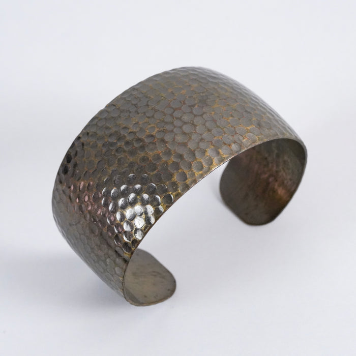 Vintage Hammered Brass Cuff Bracelet, Wide Textured Open Cuff Bracelet