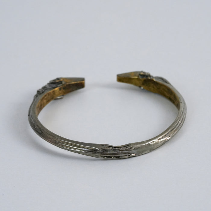 Vintage Balinese Dragon Head Cuff Silver Tone Bracelet