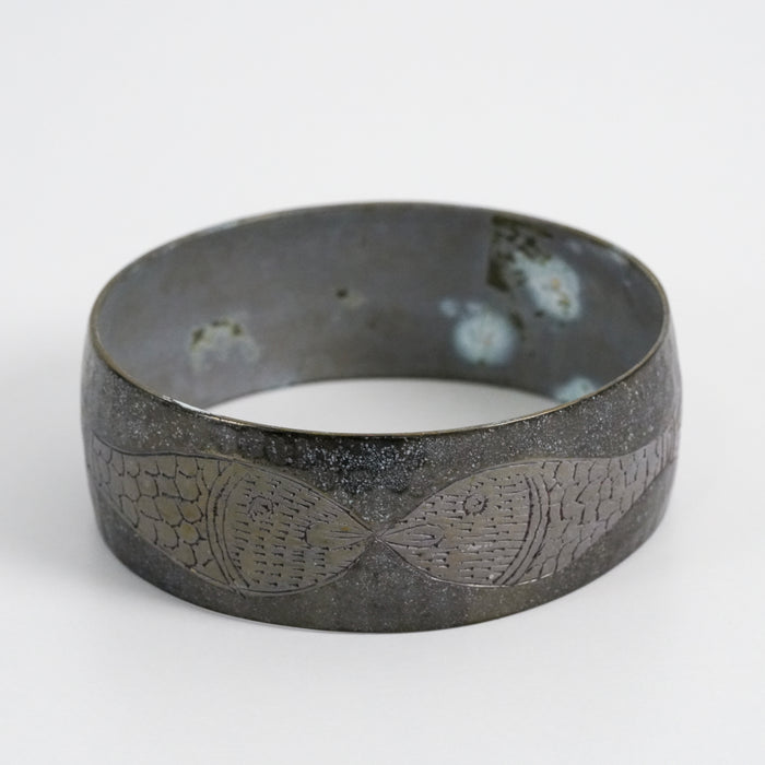 Vintage Engraved Fish Design Cuff Bracelet