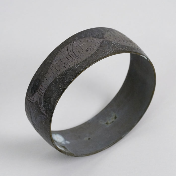 Vintage Engraved Fish Design Cuff Bracelet