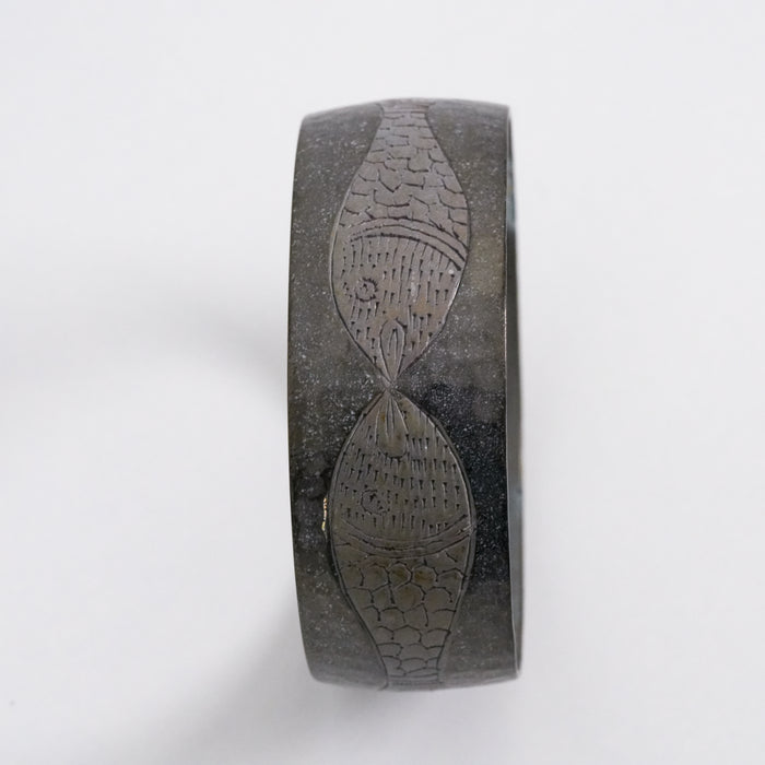 Vintage Engraved Fish Design Cuff Bracelet