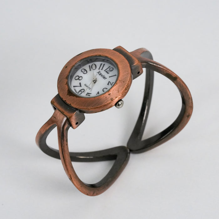 Vintage Xavier Copper-Tone Bangle Watch, Japanese Quartz