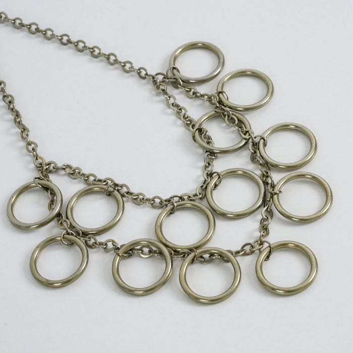 Vintage Gold Tone Circle Link Necklace, Statement Chain Necklace