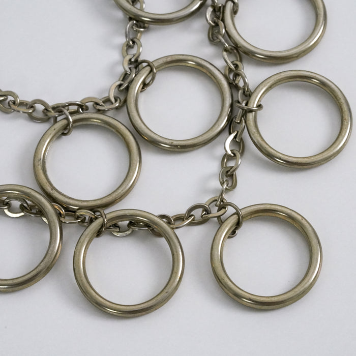 Vintage Gold Tone Circle Link Necklace, Statement Chain Necklace