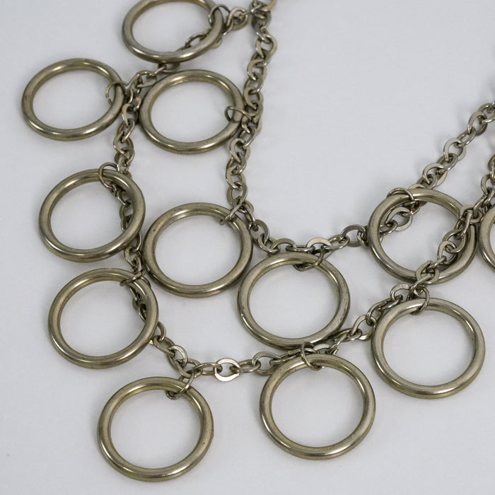 Vintage Gold Tone Circle Link Necklace, Statement Chain Necklace