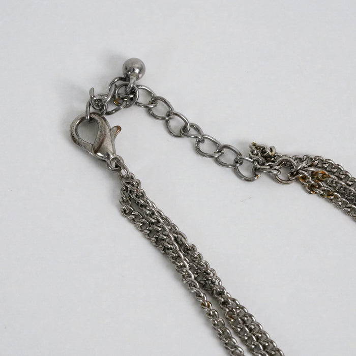Vintage Rhinestone Bib Necklace, Silver Tone Crystal Statement Necklace