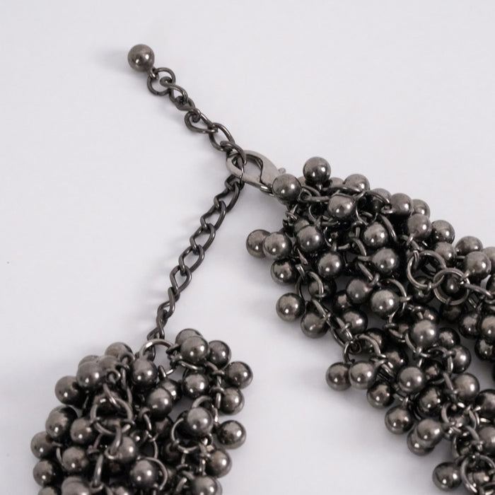 Vintage Gunmetal Bib Necklace, Multi-Strand Ball Chain Statement Necklace