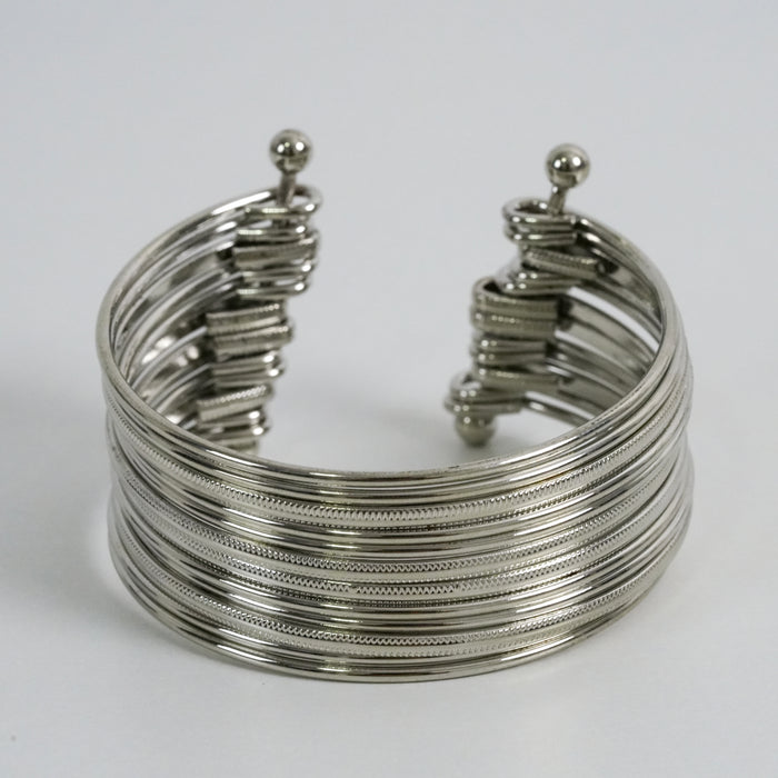 Vintage Silver Tone Multi-Wire Layer Cuff Bracelet