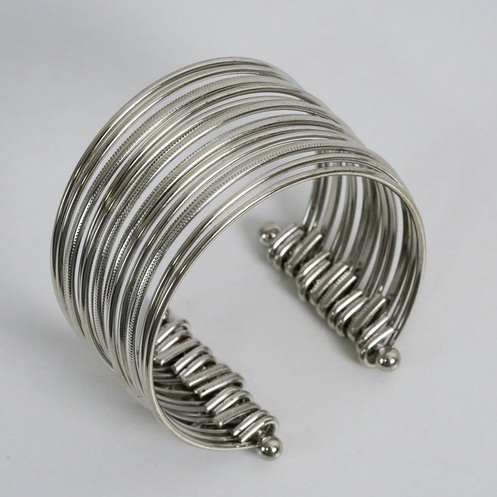 Vintage Silver Tone Multi-Wire Layer Cuff Bracelet