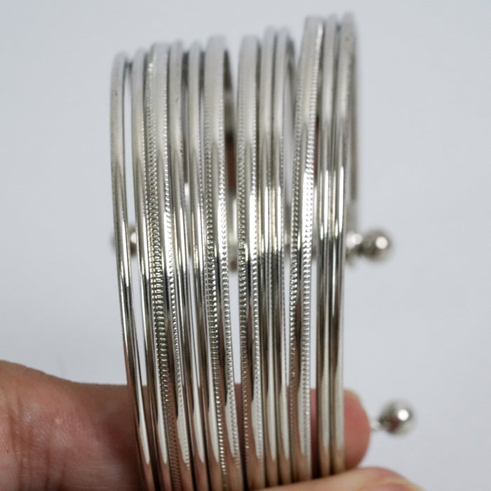 Vintage Silver Tone Multi-Wire Layer Cuff Bracelet