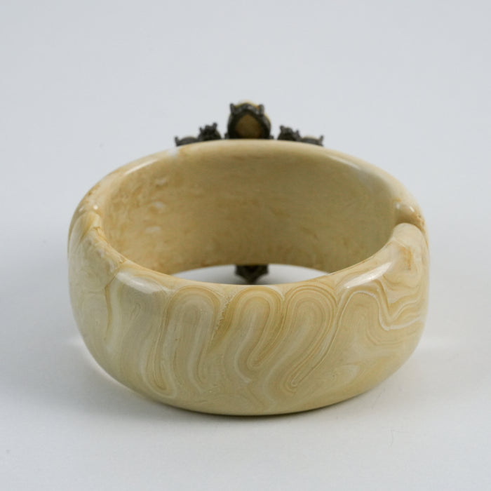 Vintage Ivory Carved Statement Cuff Bracelet