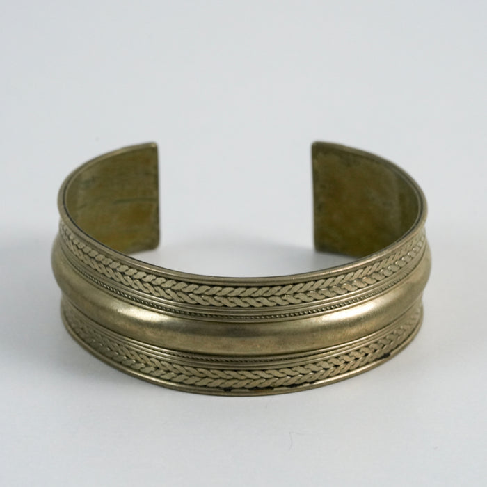 Vintage Gold-Tone Engraved Cuff Bracelet