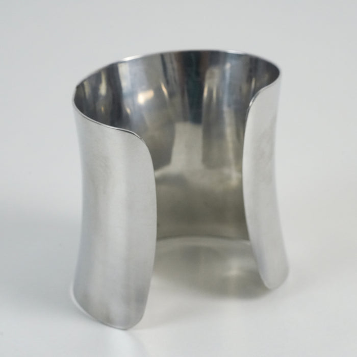 Vintage Silver-Tone Abalone Inlay Statement Cuff Bracelet
