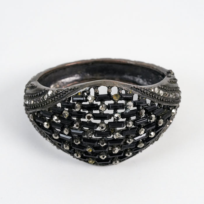 Vintage Black & Silver Statement Cuff Bracelet