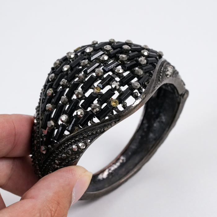 Vintage Black & Silver Statement Cuff Bracelet