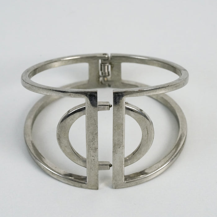 Vintage Silver Minimalist Geometric Statement Cuff Bracelet