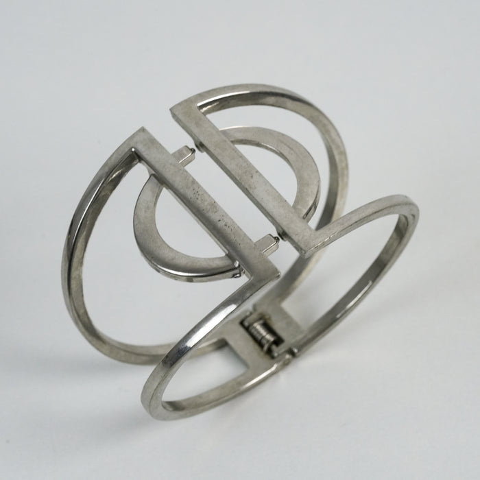 Vintage Silver Minimalist Geometric Statement Cuff Bracelet
