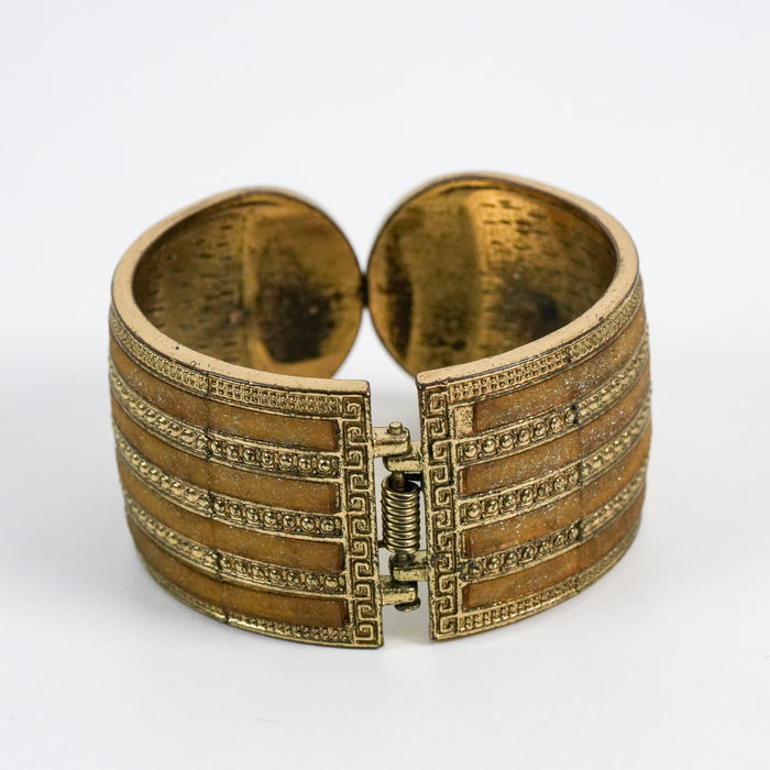 Vintage Gold-Tone Paisley Rhinestone Statement Cuff Bracelet