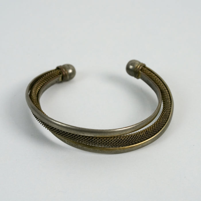 Vintage Mesh Double-Band Open Cuff Bracelet