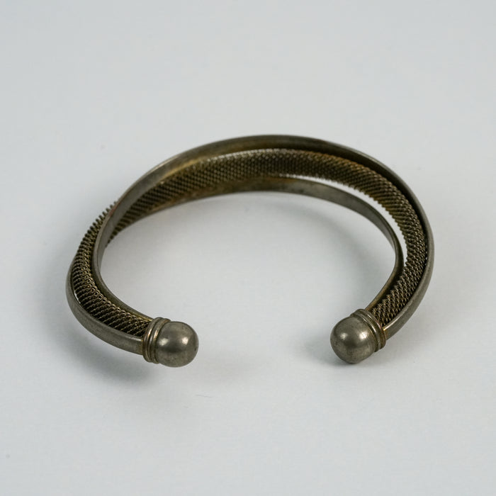 Vintage Mesh Double-Band Open Cuff Bracelet