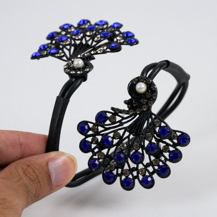 Vintage Sapphire Blue Peacock Feather Statement Bracelet