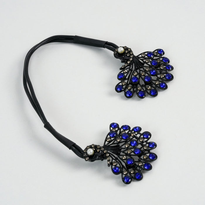 Vintage Sapphire Blue Peacock Feather Statement Bracelet