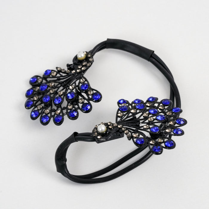 Vintage Sapphire Blue Peacock Feather Statement Bracelet