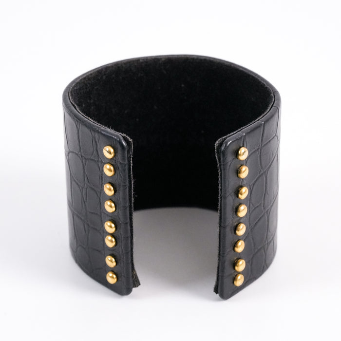 Vintage CPS CHAPS Black Leather-Effect Statement Cuff