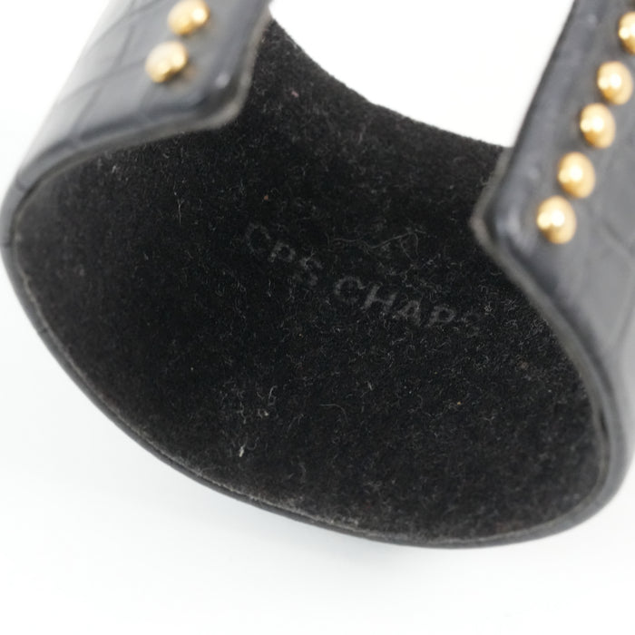 Vintage CPS CHAPS Black Leather-Effect Statement Cuff