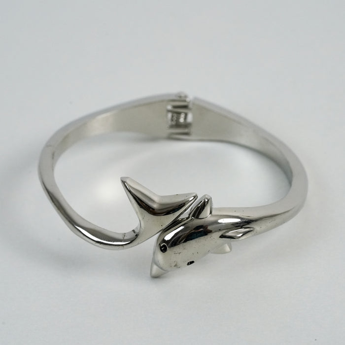 Vintage Silver-Tone Dolphin Cuff Bracelet
