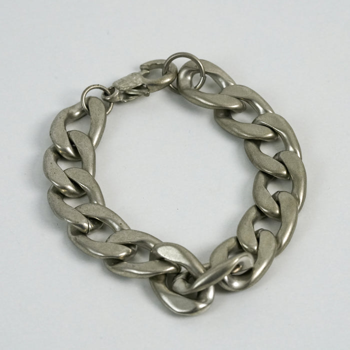 Vintage Silver Tone Chunky Curb Chain Bracelet