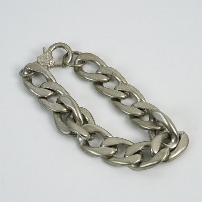 Vintage Silver Tone Chunky Curb Chain Bracelet