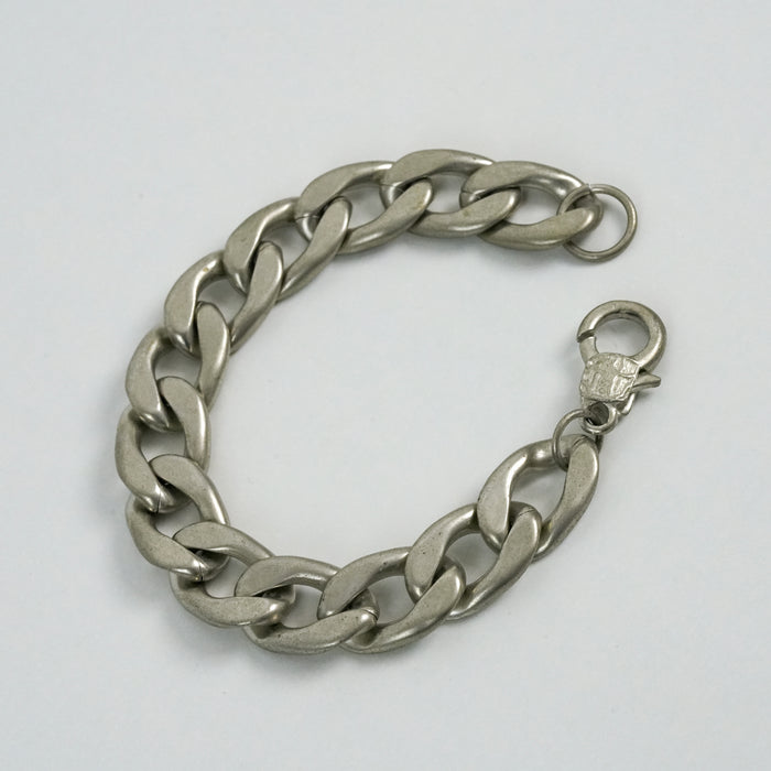 Vintage Silver Tone Chunky Curb Chain Bracelet