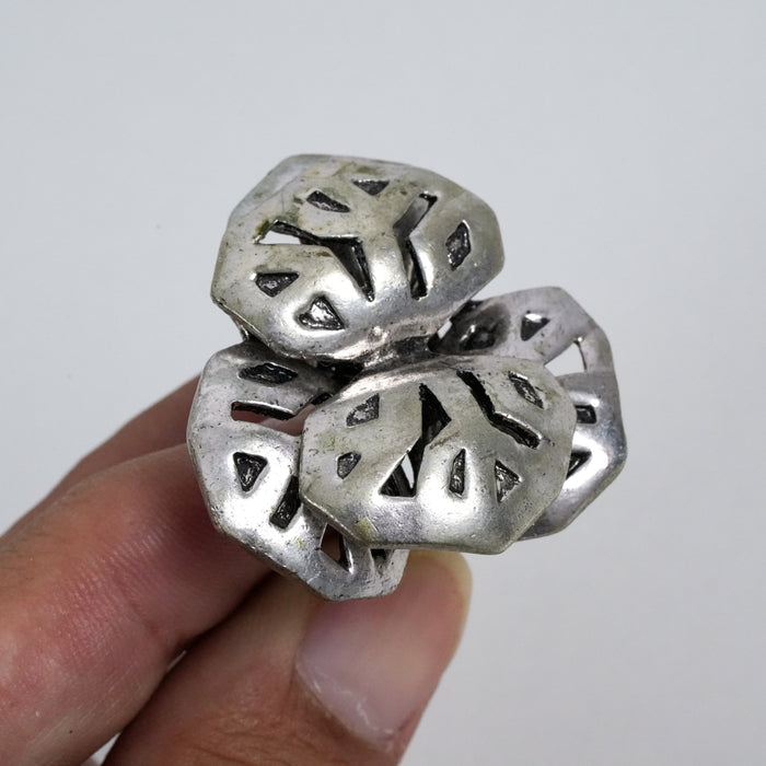 Vintage Silver-Tone Abstract Floral Cluster Statement Ring