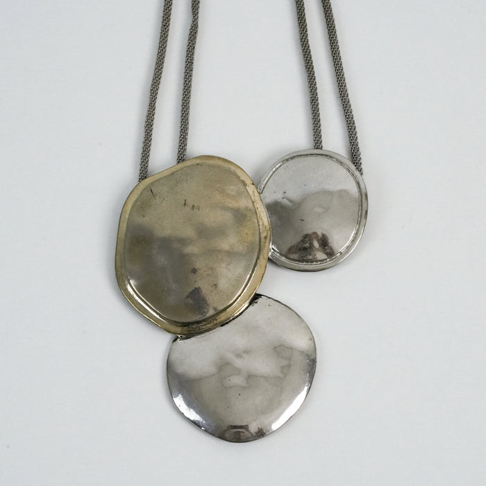 Vintage BOSCH Silver-Tone Layered Disc Pendant Necklace