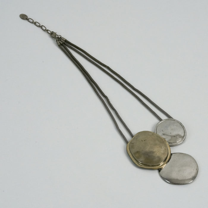Vintage BOSCH Silver-Tone Layered Disc Pendant Necklace