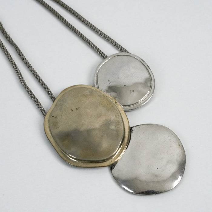 Vintage BOSCH Silver-Tone Layered Disc Pendant Necklace