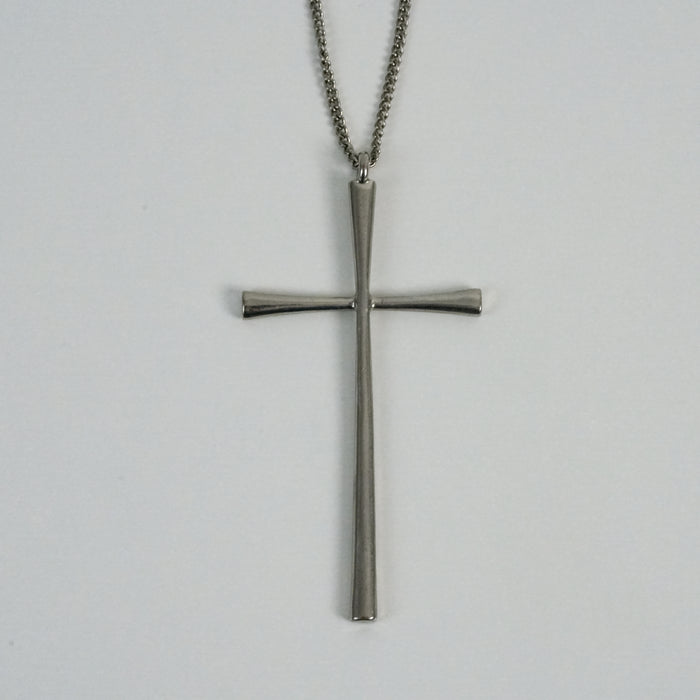 Vintage Lovisa Silver-Tone Long Cross Pendant Necklace