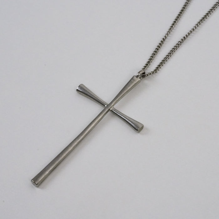 Vintage Lovisa Silver-Tone Long Cross Pendant Necklace