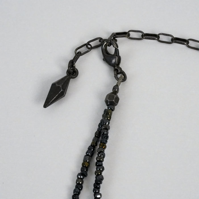 Rare Jean Paul Gaultier 90s Gunmetal Gothic Geometric Double-Strand Necklace