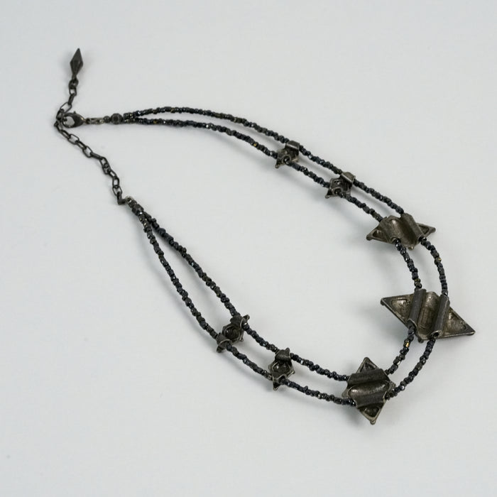 Rare Jean Paul Gaultier 90s Gunmetal Gothic Geometric Double-Strand Necklace
