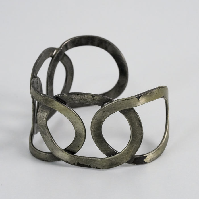 Vintage Silver Abstract Interlocking Loop Statement Cuff Bracelet